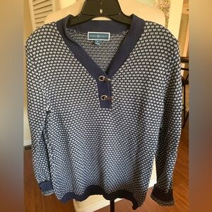 Karen Scott Navy and Cream Knit Sweater
